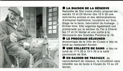 Article de journal sur François CASSINA le 14 février 1999