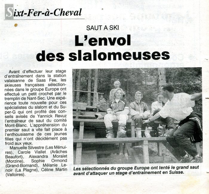 Article de journal sur le tremplin de Nant Sec - 1998