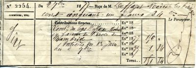 Reçu de Mr DEFFAYET signé du percepteur - 1877