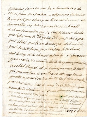 Compte rendu de la présentation de l'avocat DUCROT à Mr l'Intendant de Bonneville le 8 octobre 1827