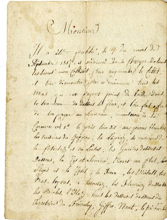 Mémoire sur les mois cotisés et de la taille le 17 septembre 1817