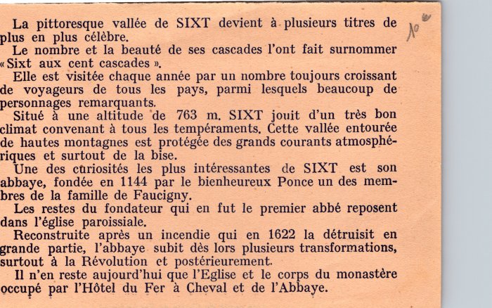 Article sur « la pittoresque vallée de SIXT »