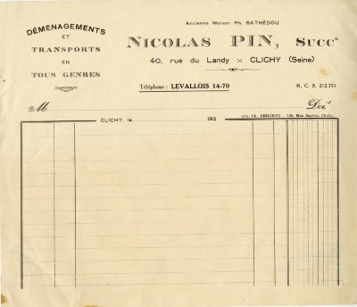 Facture vierge ou bon de commande