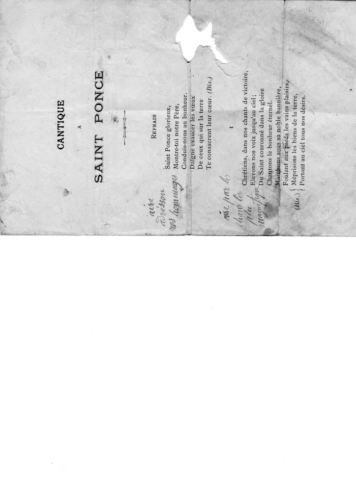 Cantique à Saint Ponce