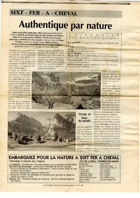 Article de journal sur Sixt-Fer-à-Cheval