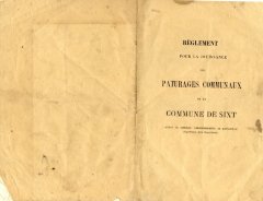 Livret du règlement pour la jouissance des pâturages communaux de la commune de Sixt