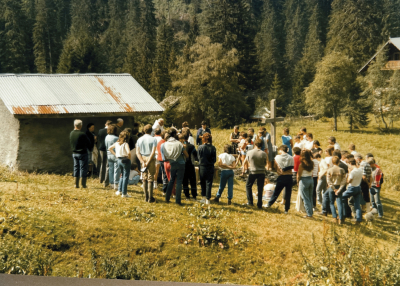 Photo de la première messe des Fonds - 1986