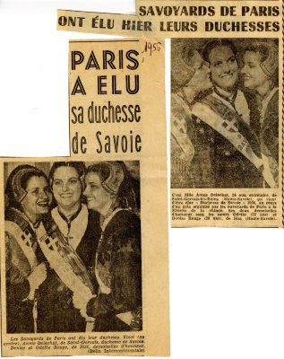 Article de journal de 1956 "Paris a élu sa duchesse de Savoie"